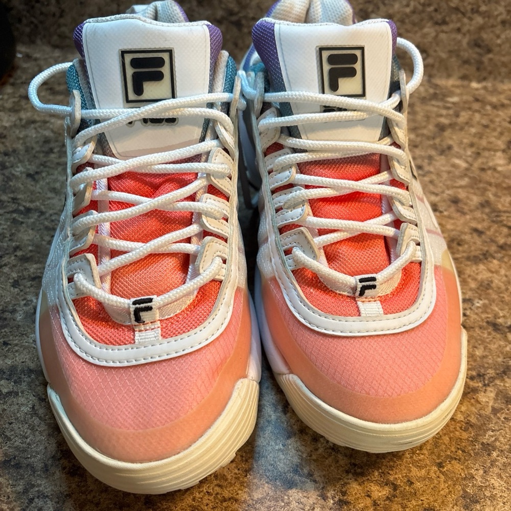 Fila Gradient Pink Orange Lace-Up Sneakers
